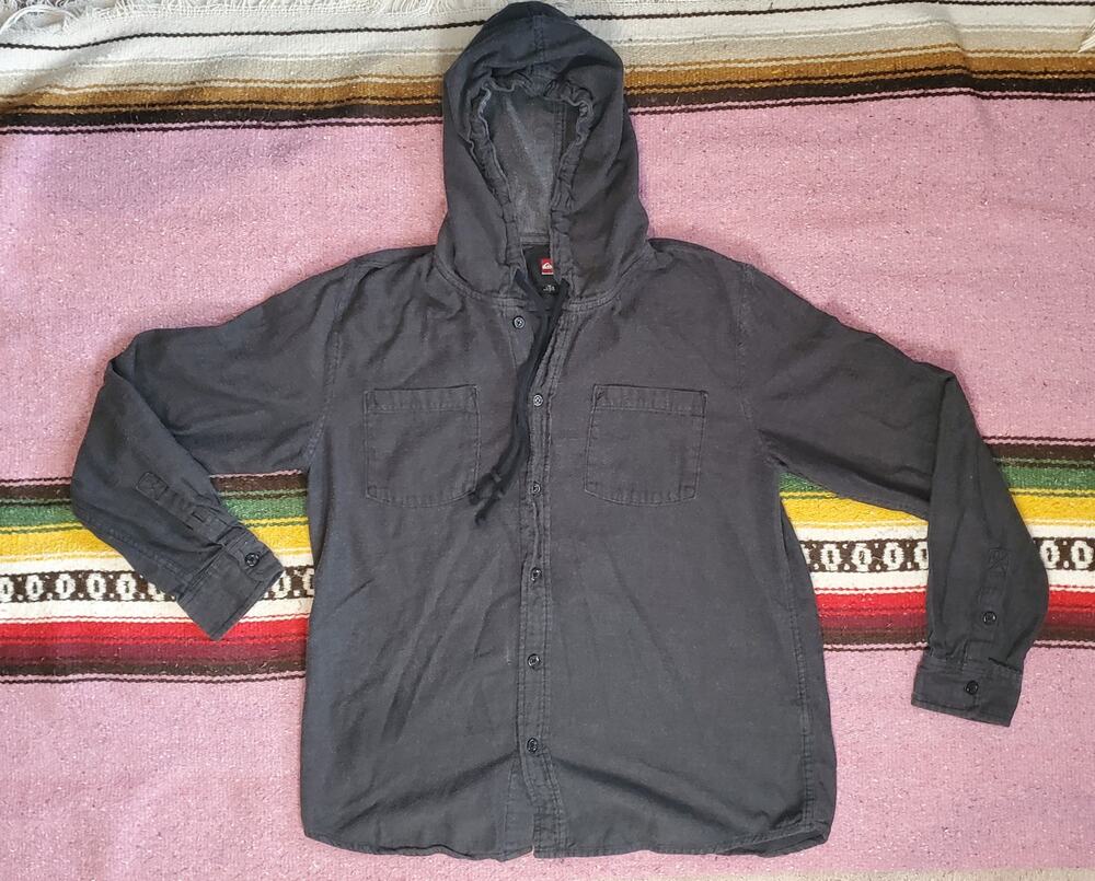 Quicksilver Gray Long Sleeve Hoodie Sweatshirt L